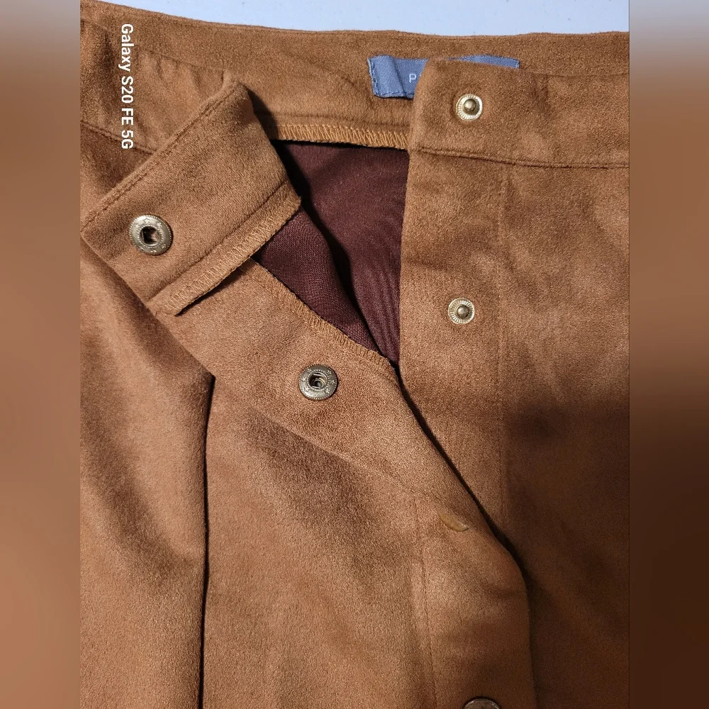 Primark Women's Faux Suede Button-Up A line Mini Skirt Copper Size 6 - Picture 3 of 8